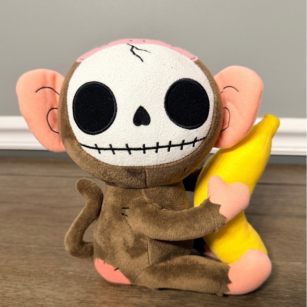 Furry Bones Skeleton‎ Pink And Brown Baby Monkey Banana Plush Toy Doll